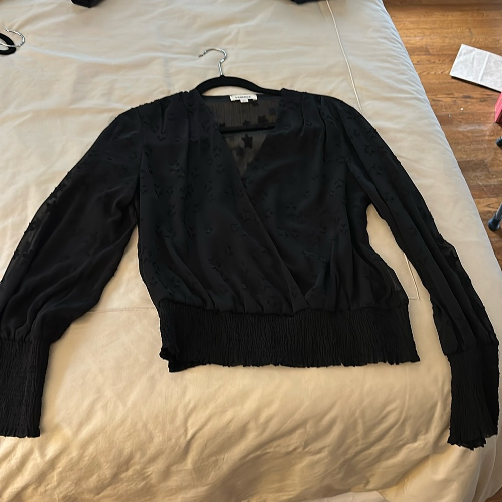 L’agance long sleeve sheer back top